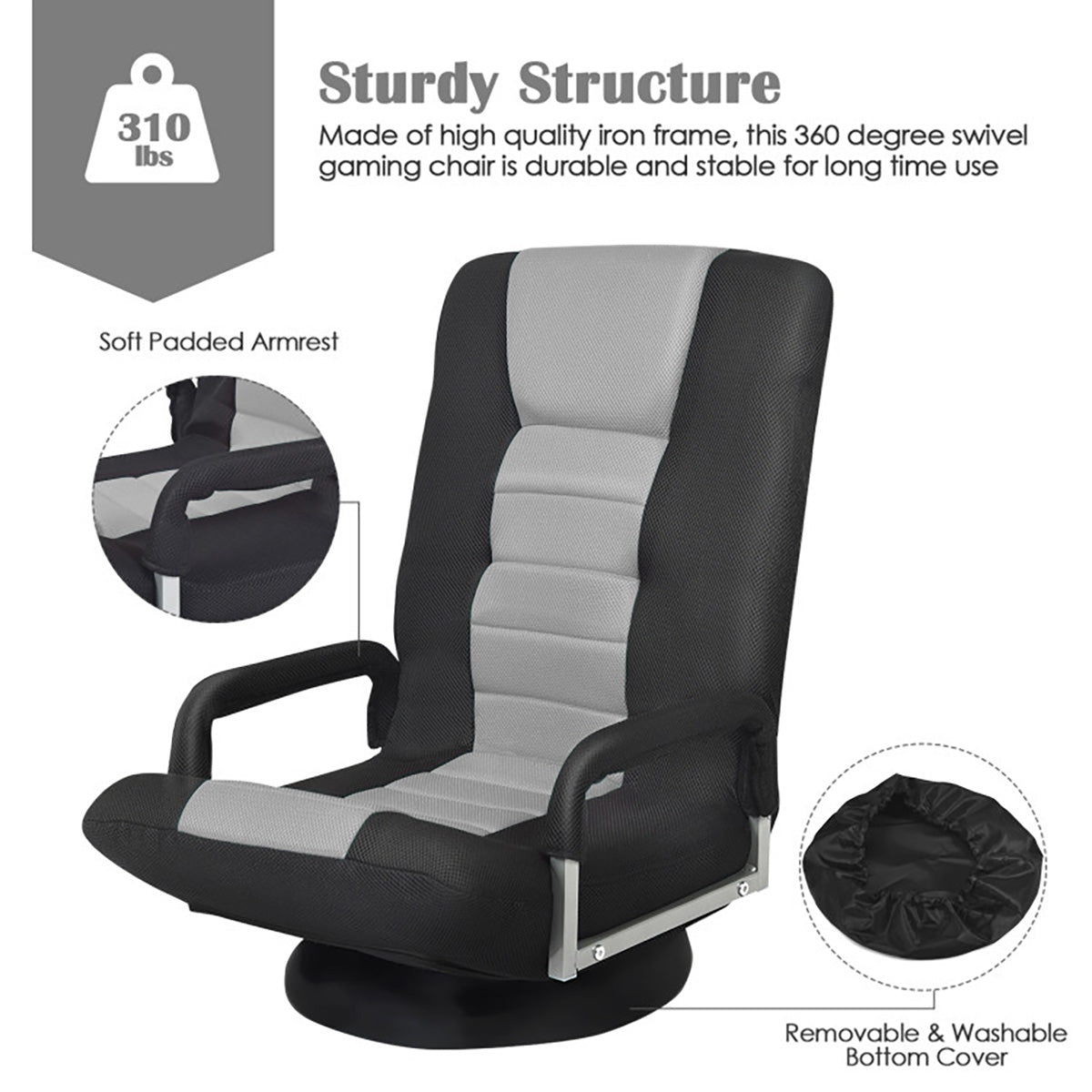 360-Degree Swivel Gaming Floor Chair - image 26