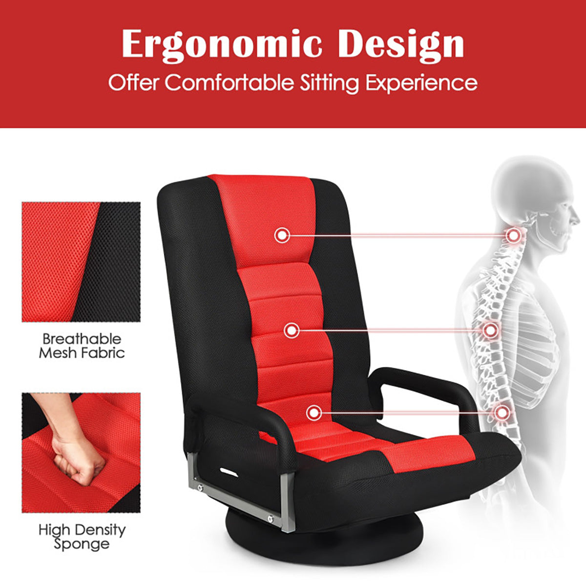 360-Degree Swivel Gaming Floor Chair - image 10