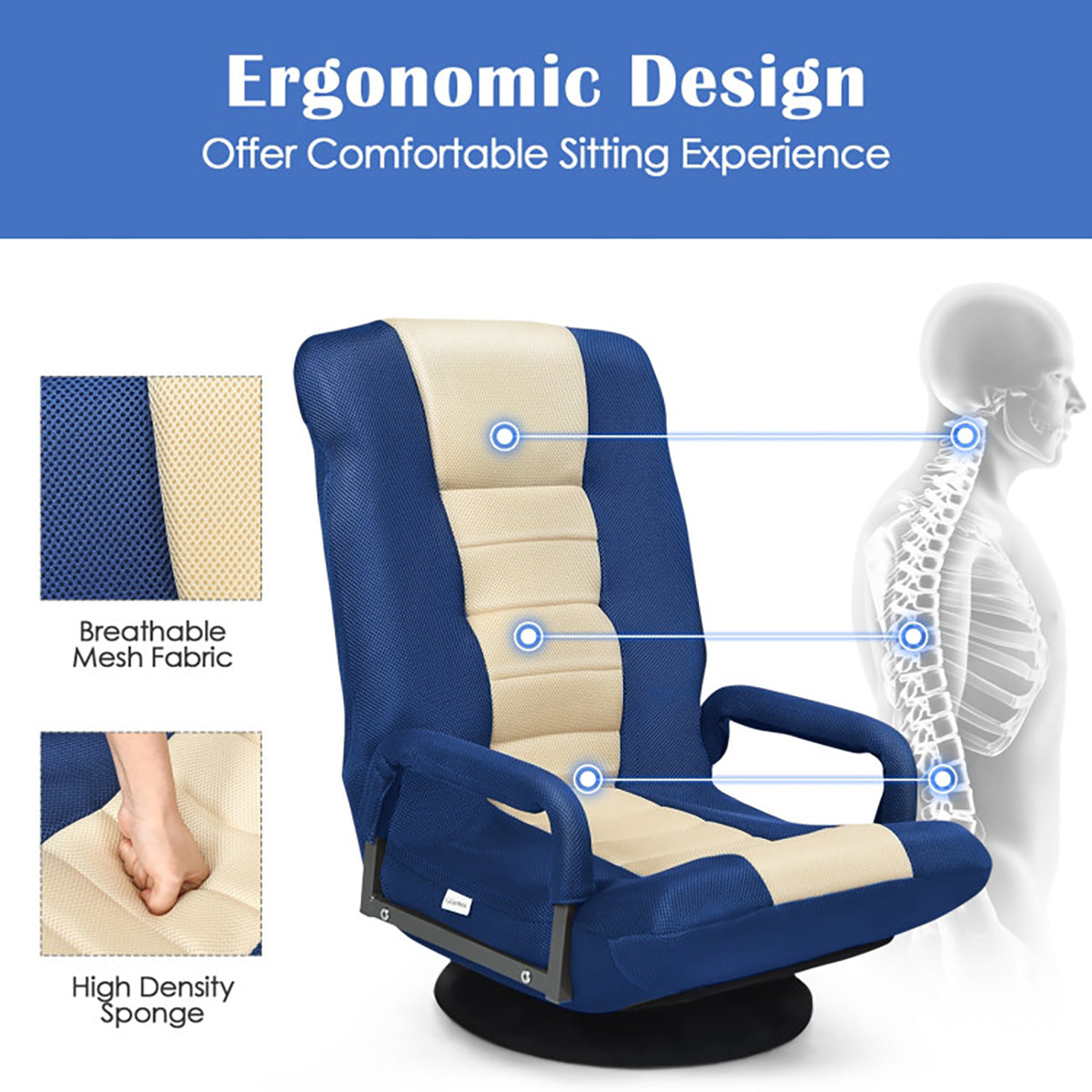 360-Degree Swivel Gaming Floor Chair - image 12