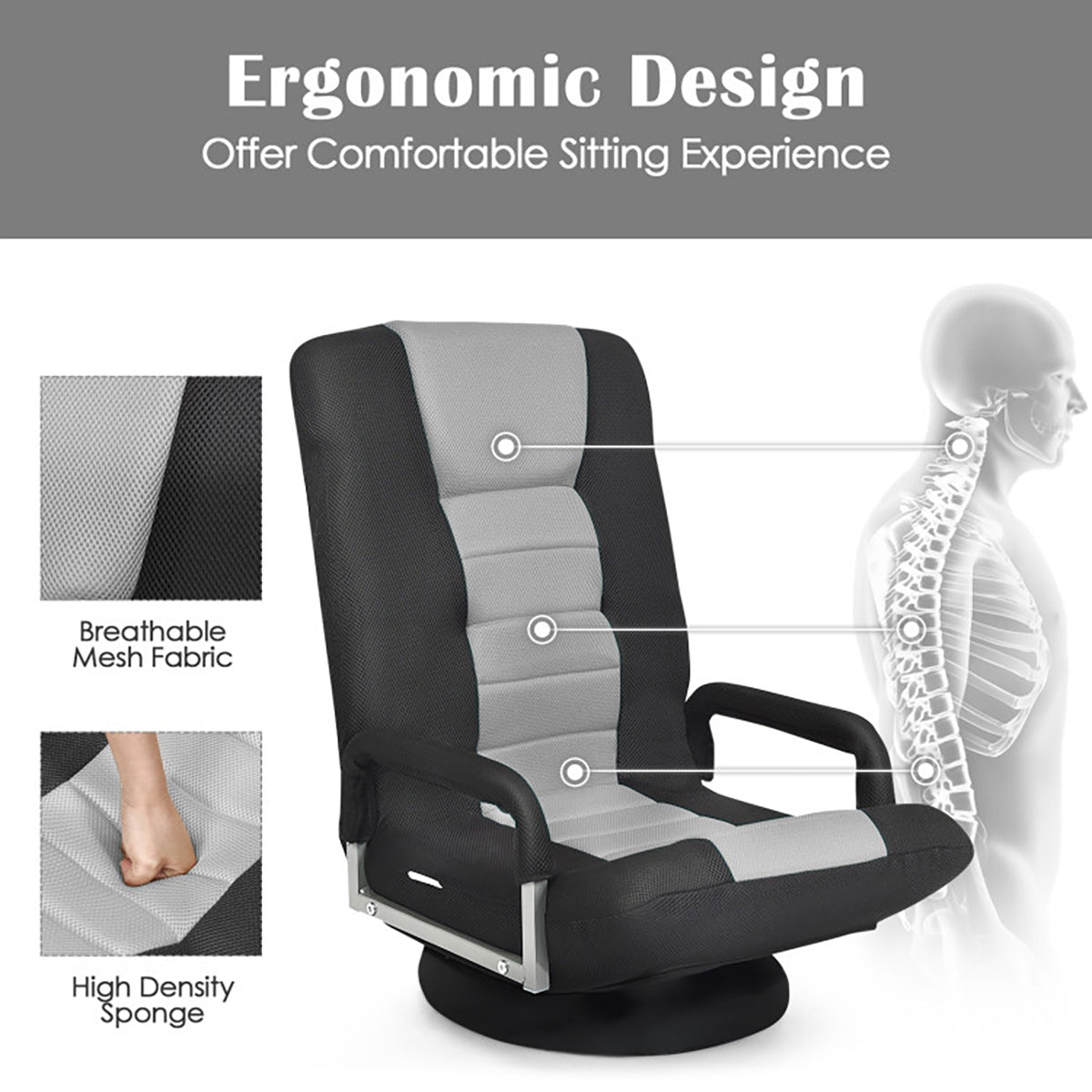 360-Degree Swivel Gaming Floor Chair - image 21