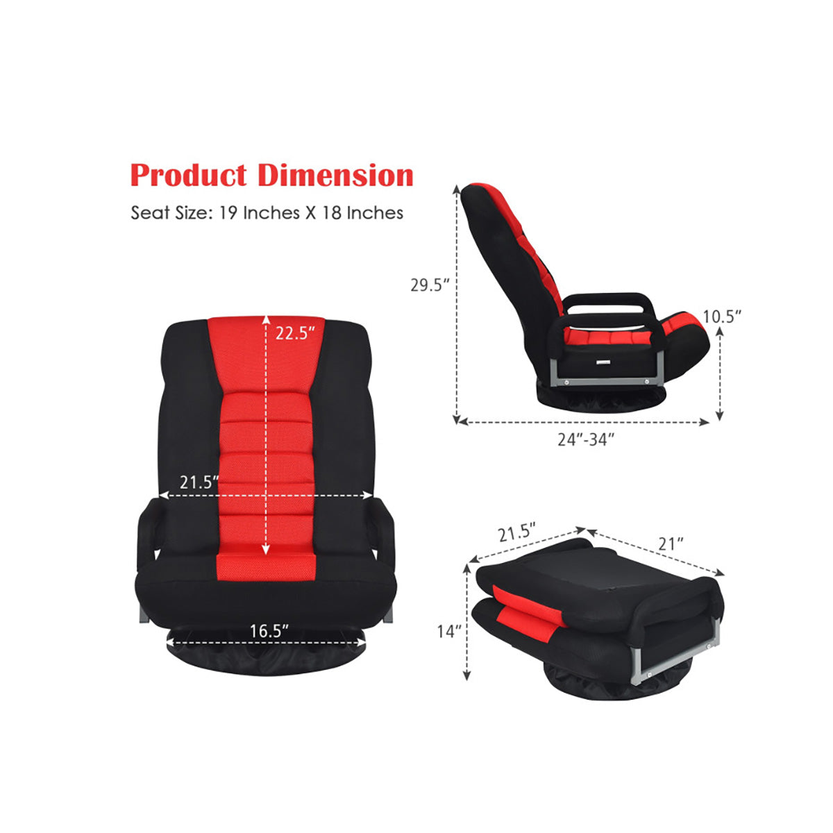 360-Degree Swivel Gaming Floor Chair - image 7