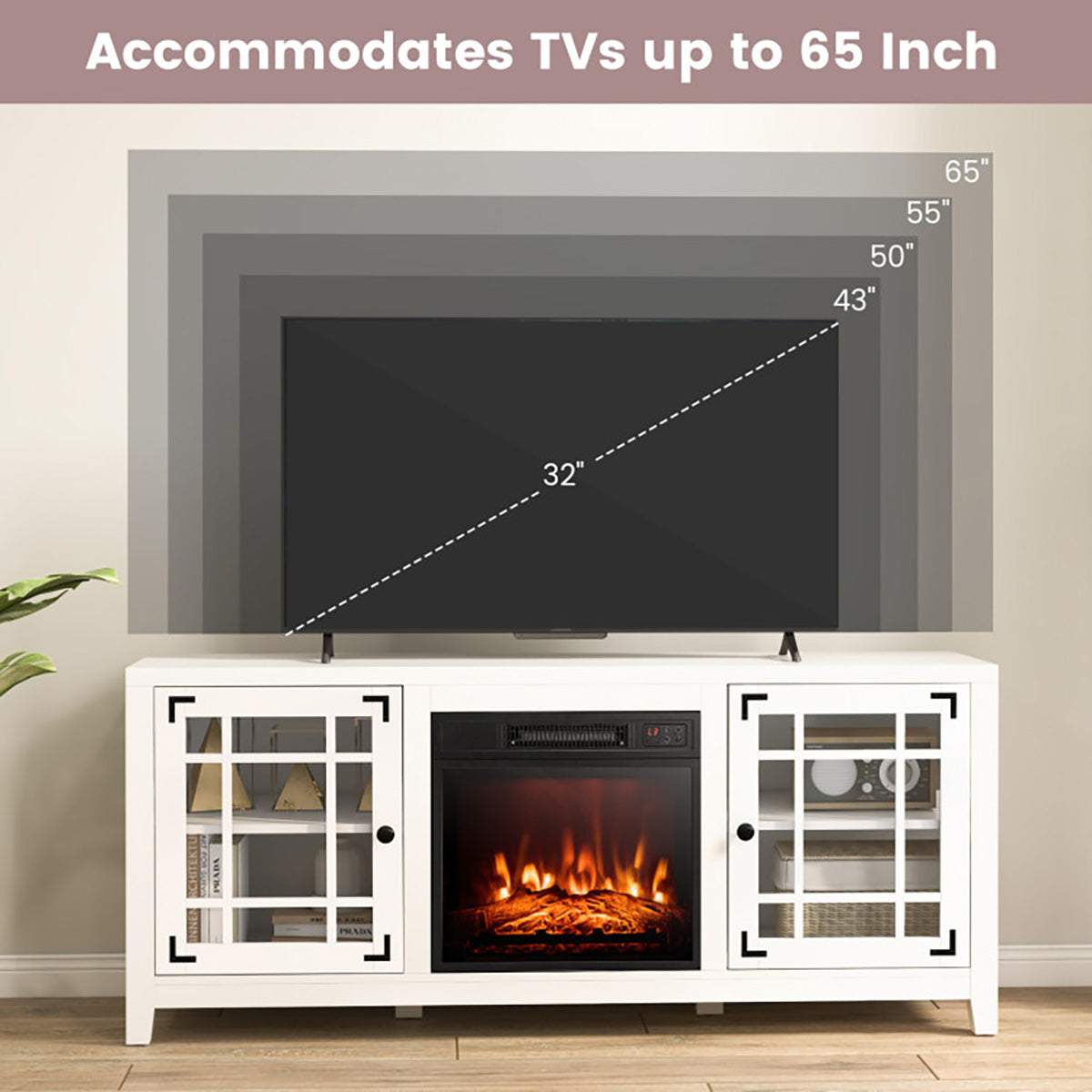 58'' Fireplace TV Stand with Adjustable Shelves - image 28