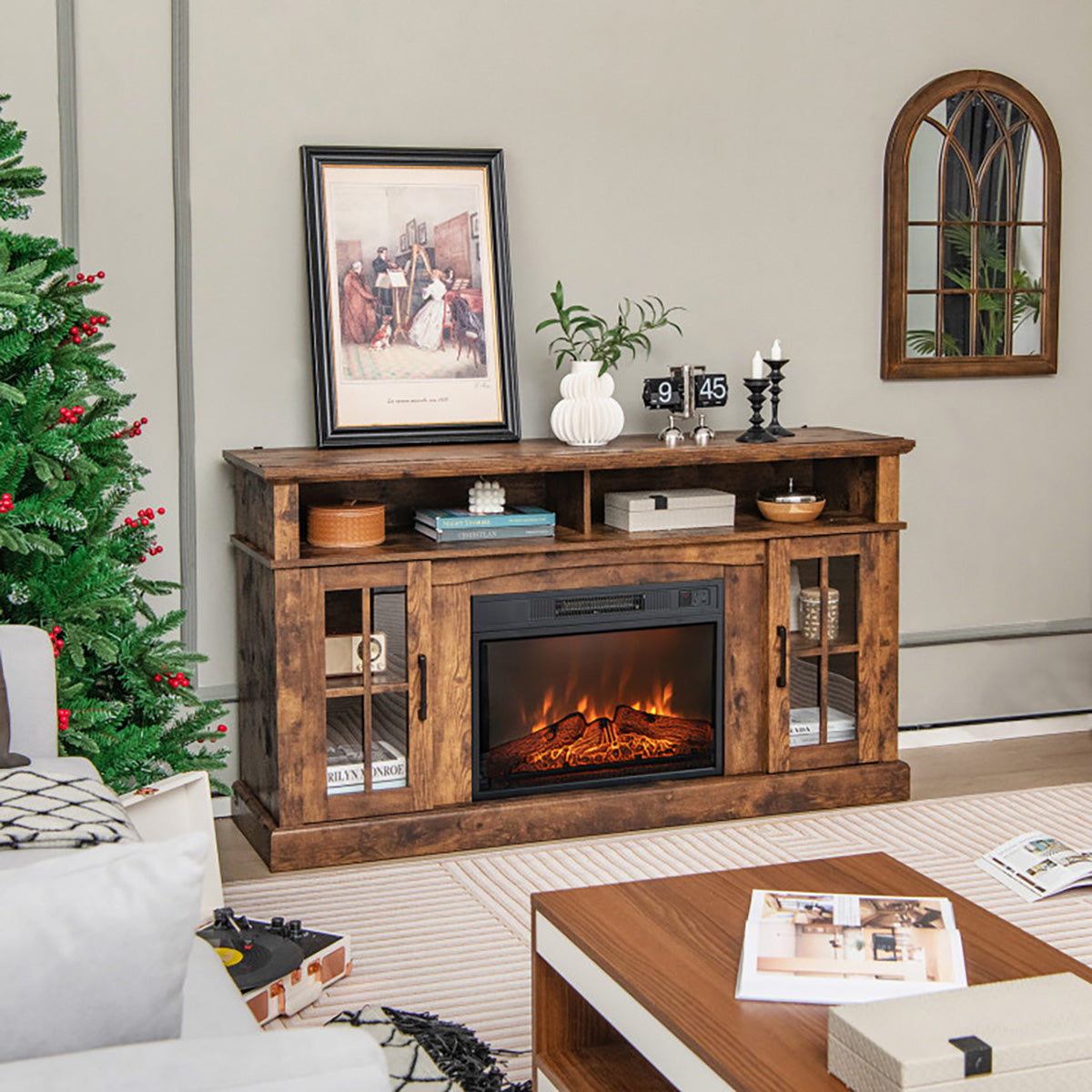 58'' Fireplace TV Stand with Side Cabinets - image 12
