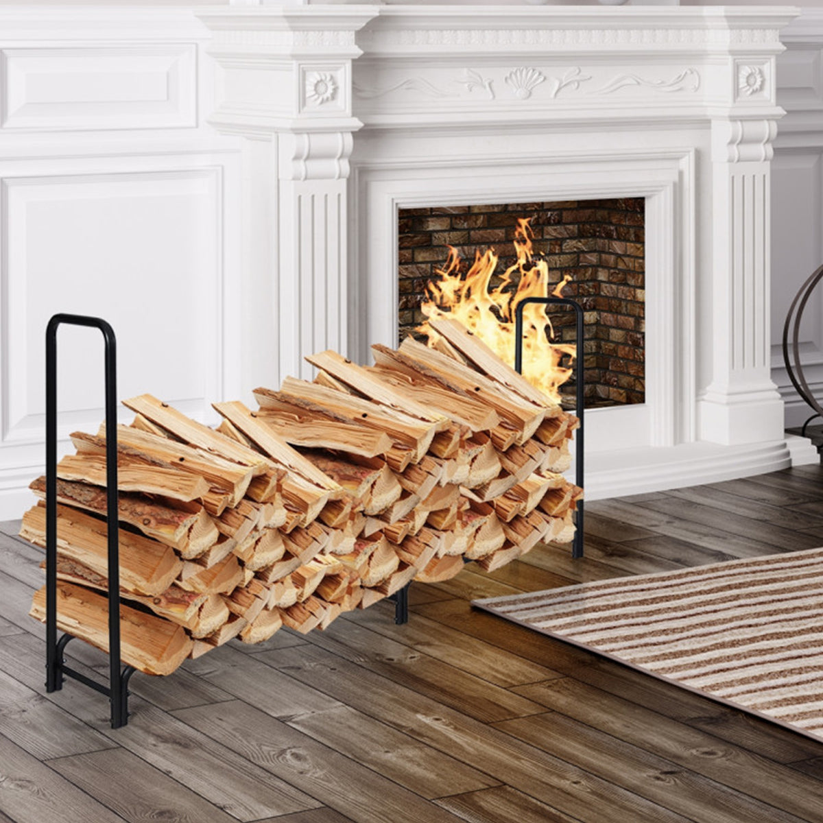 8' Outdoor Steel Firewood Log Rack - image 5