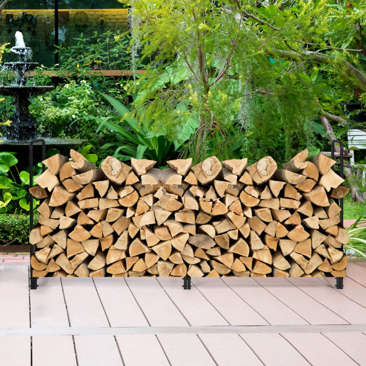 8' Outdoor Steel Firewood Log Rack - image 6