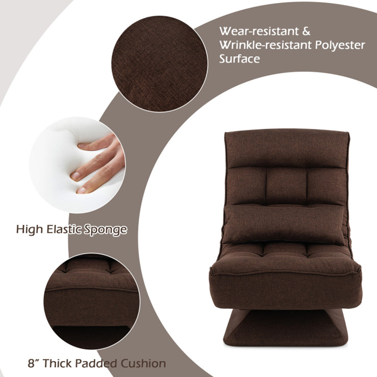Adjustable 360° Swivel Floor Chair with Massage Pillow - image 7