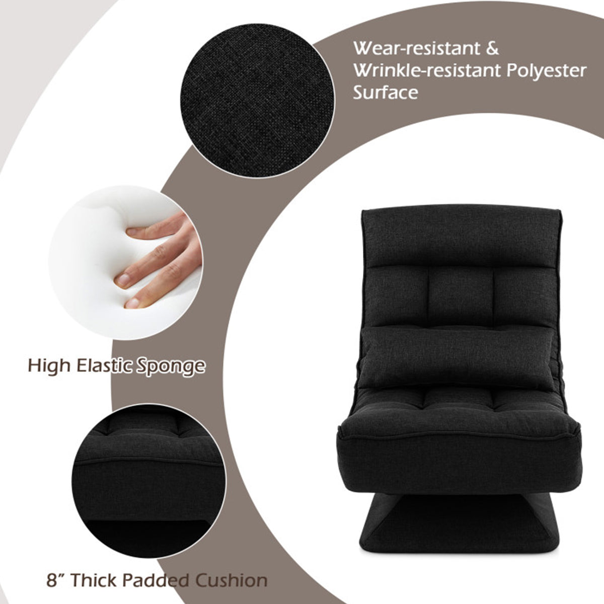 Adjustable 360° Swivel Floor Chair with Massage Pillow - image 30