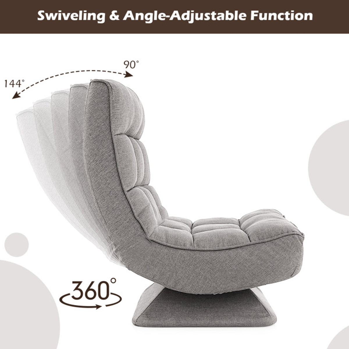 Adjustable 360° Swivel Floor Chair with Massage Pillow - image 17
