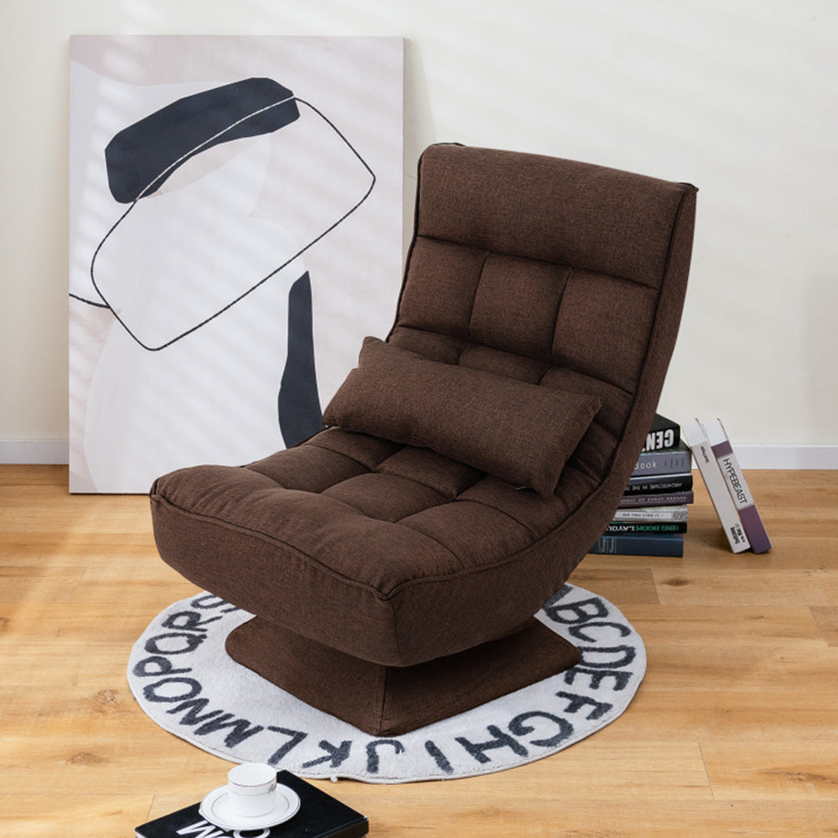 Adjustable 360° Swivel Floor Chair with Massage Pillow - image 11