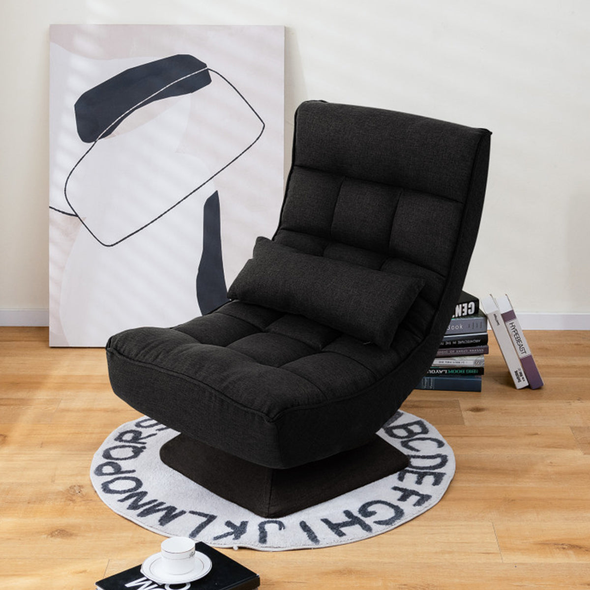Adjustable 360° Swivel Floor Chair with Massage Pillow - image 27