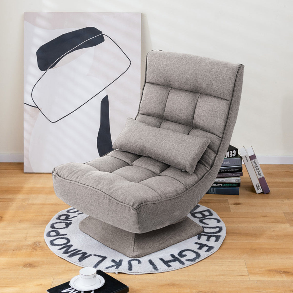 Adjustable 360° Swivel Floor Chair with Massage Pillow - image 19