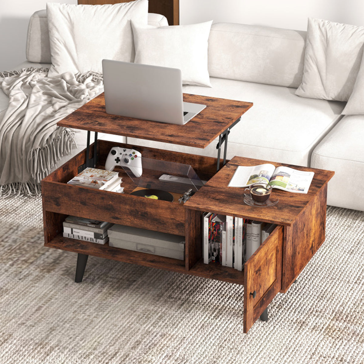 Lift Top Coffee Table with Hidden Storage Compartment - image 18