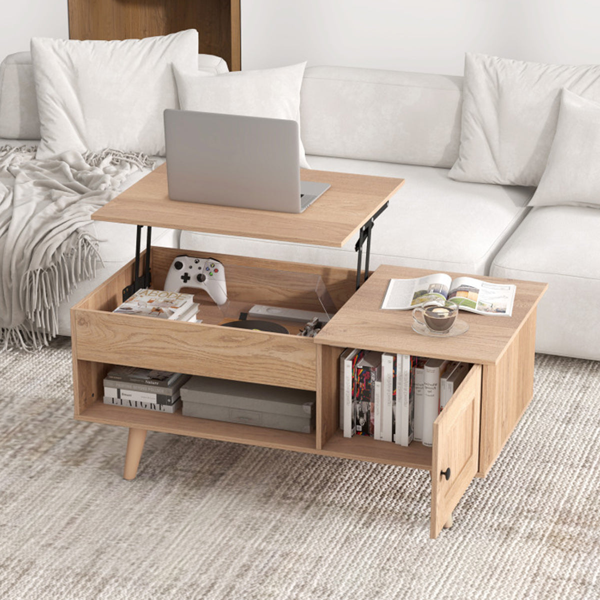 Lift Top Coffee Table with Hidden Storage Compartment - image 11