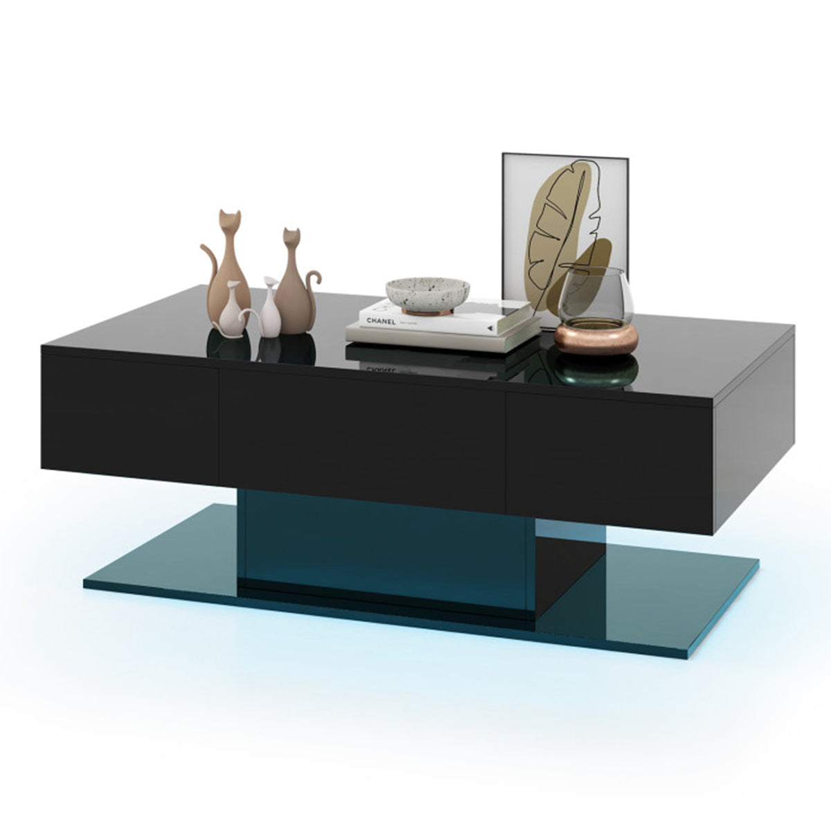 LED Coffee Table with Storage Drawers - image 2
