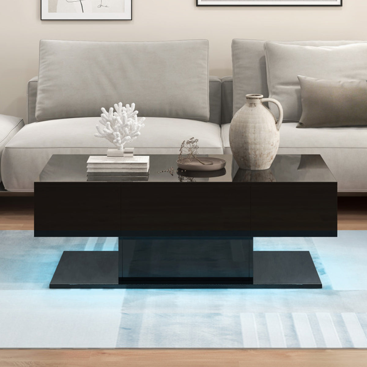 LED Coffee Table with Storage Drawers - image 12