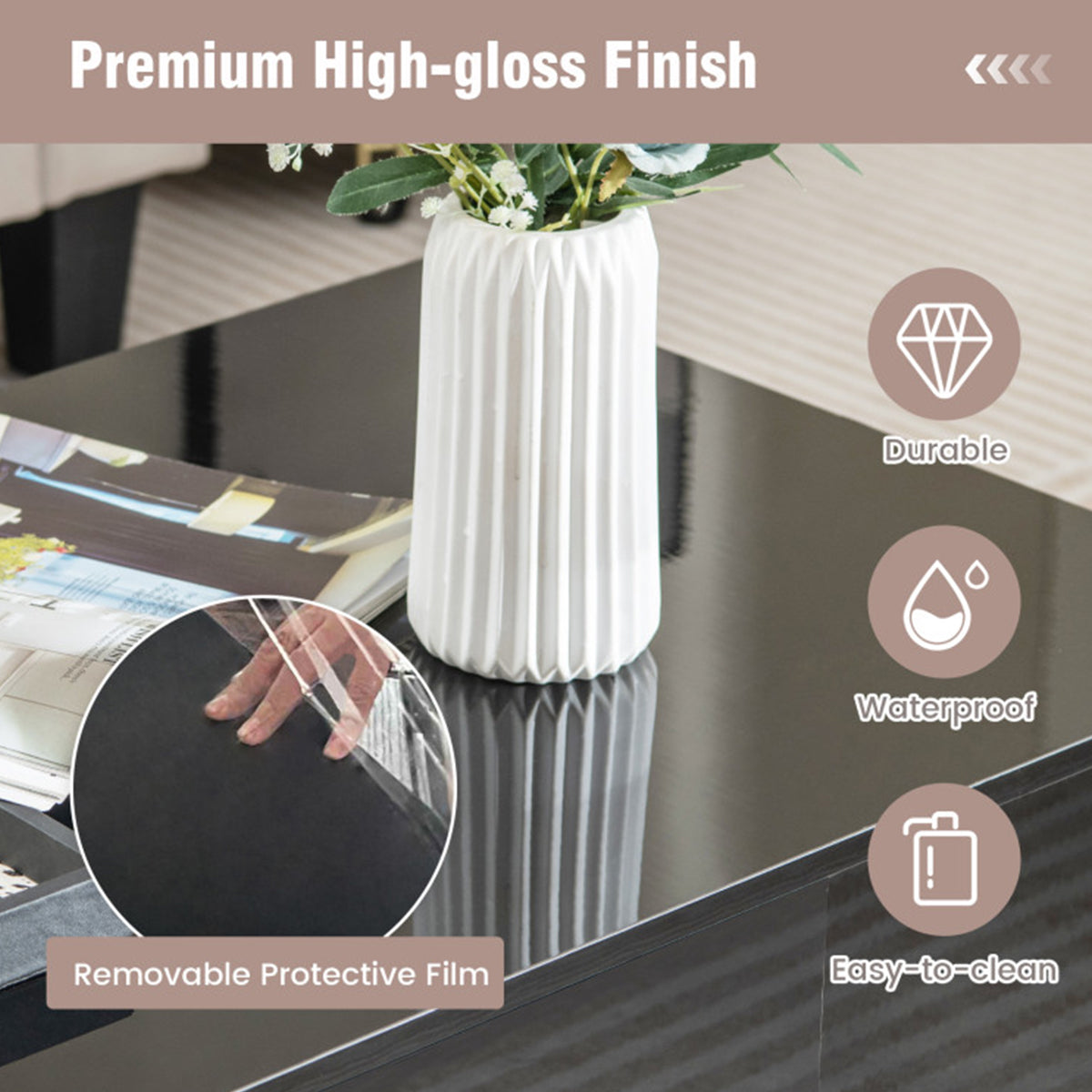 LED Coffee Table with Storage Drawers - image 16