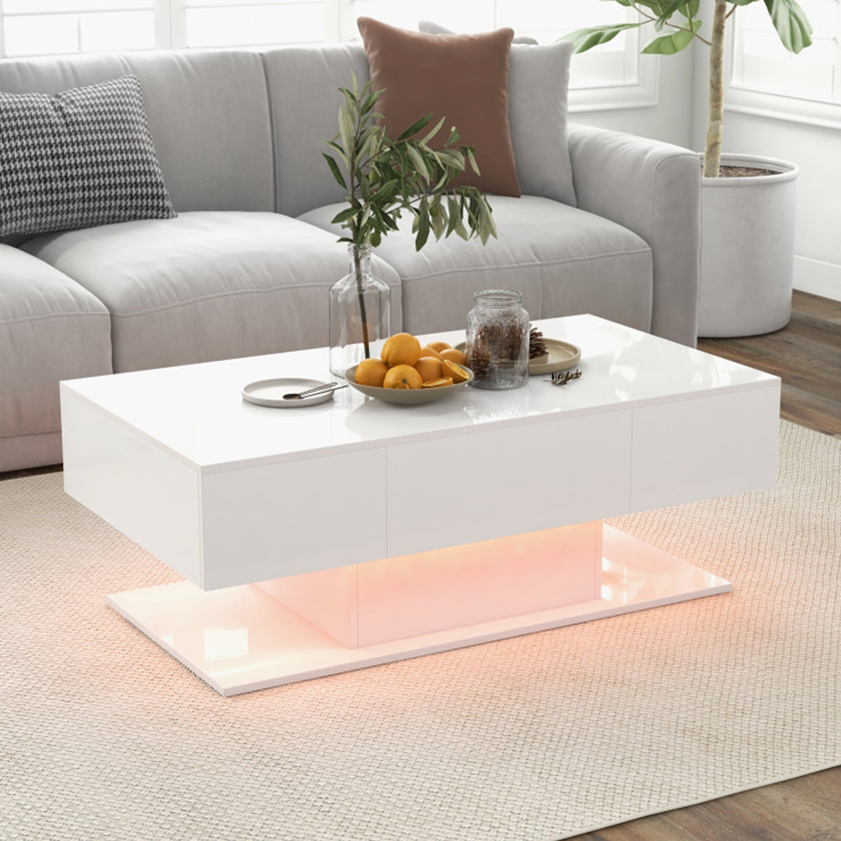 LED Coffee Table with Storage Drawers - image 9