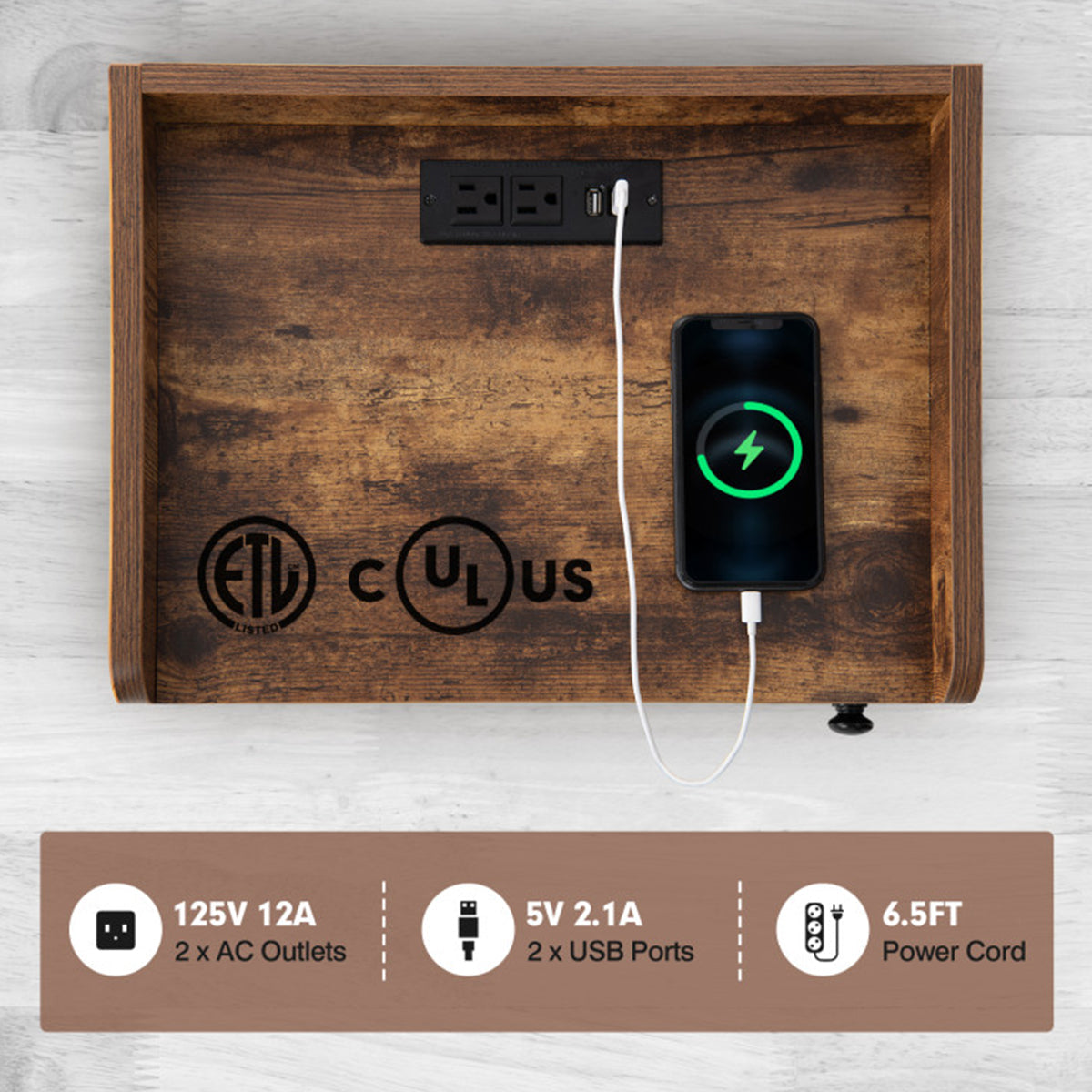Side Table with Charging Station - image 3