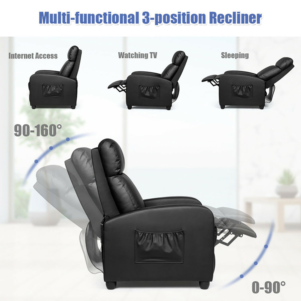 Wingback Massaging Recliner Chair - image 33