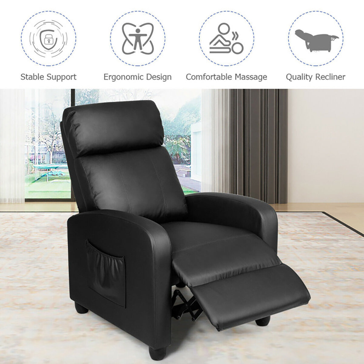 Wingback Massaging Recliner Chair - image 34
