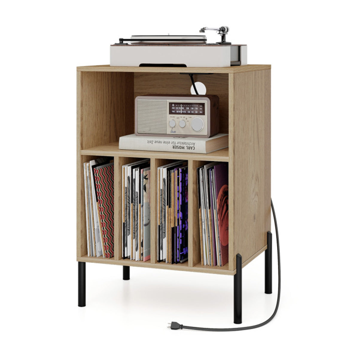 Record Player Storage Stand with Charging Station - image 3