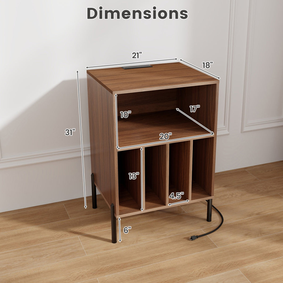 Record Player Storage Stand with Charging Station - image 18
