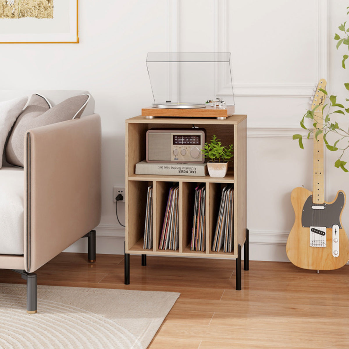 Record Player Storage Stand with Charging Station - image 8