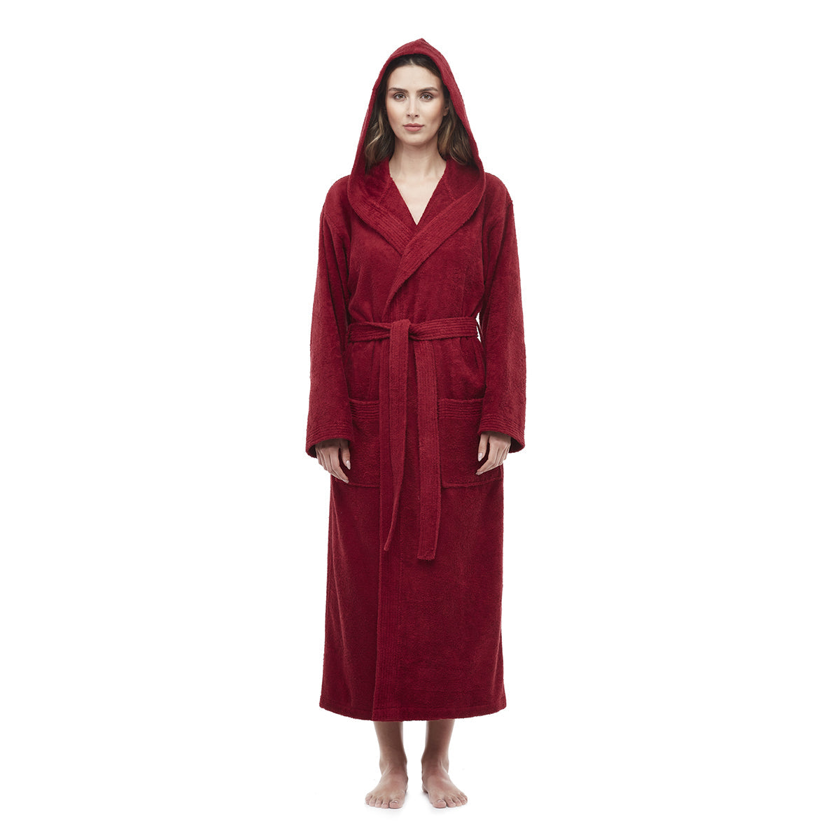 Turkish Cotton Mid-Calf Length Hooded Bathrobe - image 4