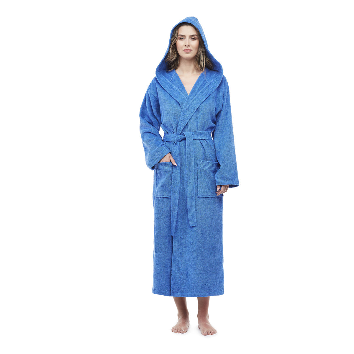 Turkish Cotton Mid-Calf Length Hooded Bathrobe - image 15