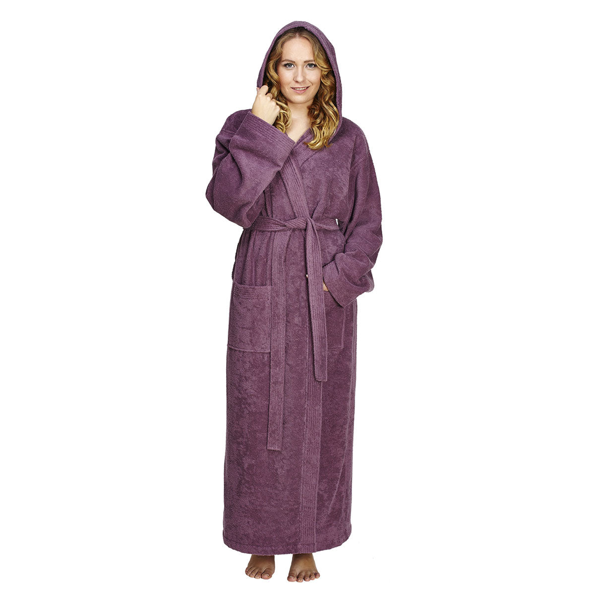 Turkish Cotton Ankle Length Hooded Bathrobe - image 22