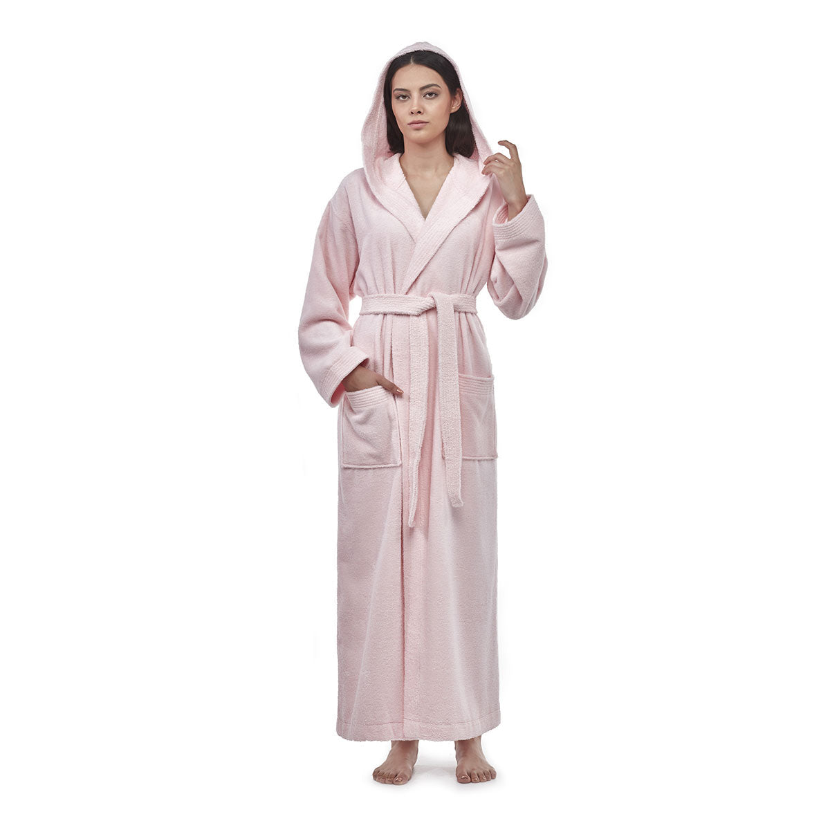 Turkish Cotton Ankle Length Hooded Bathrobe - image 21