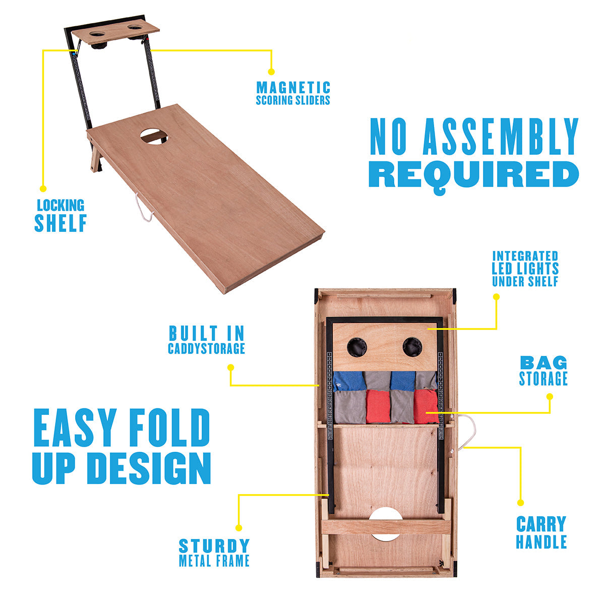 LED Wood Cornhole Set with Integrated Caddy - image 10