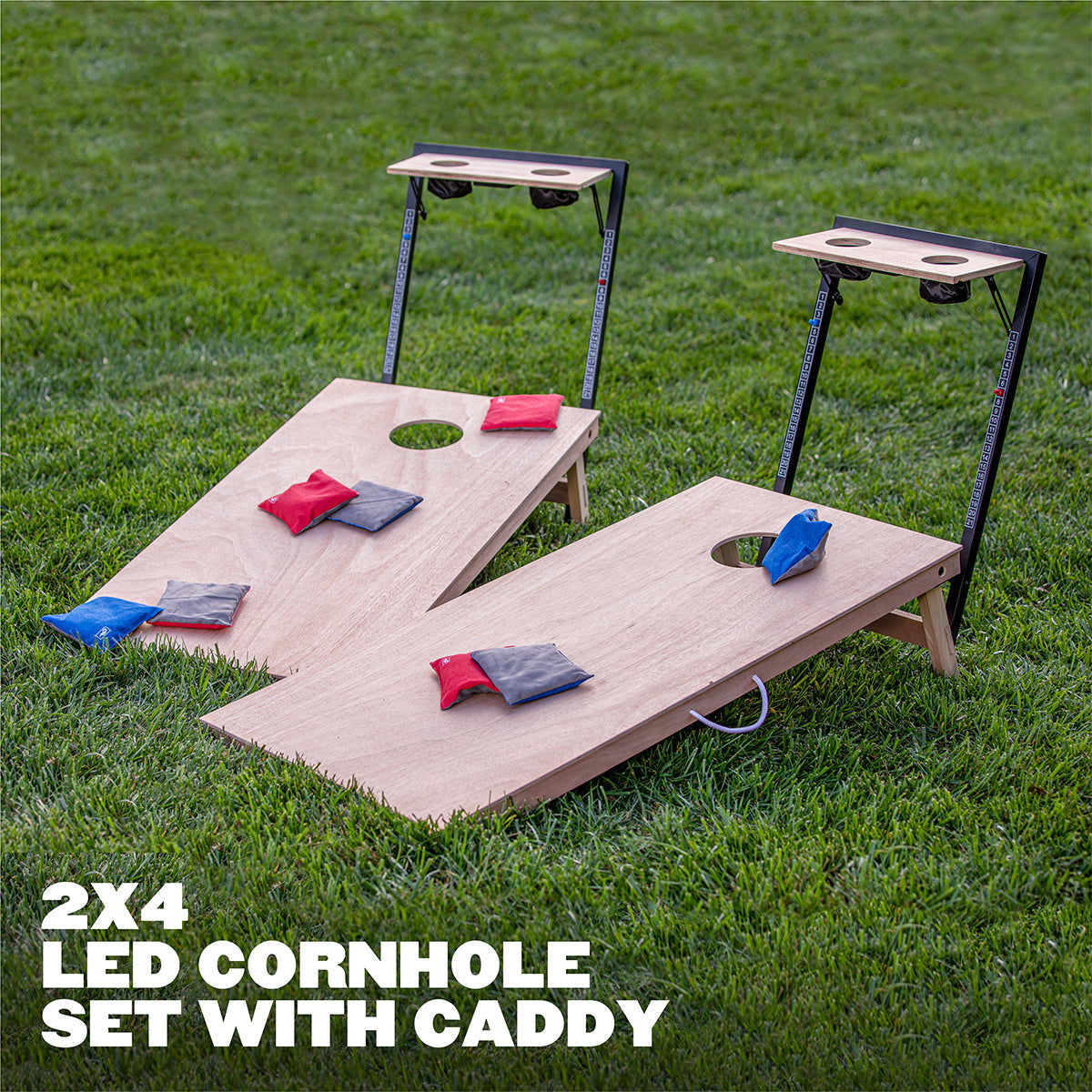 LED Wood Cornhole Set with Integrated Caddy - image 17