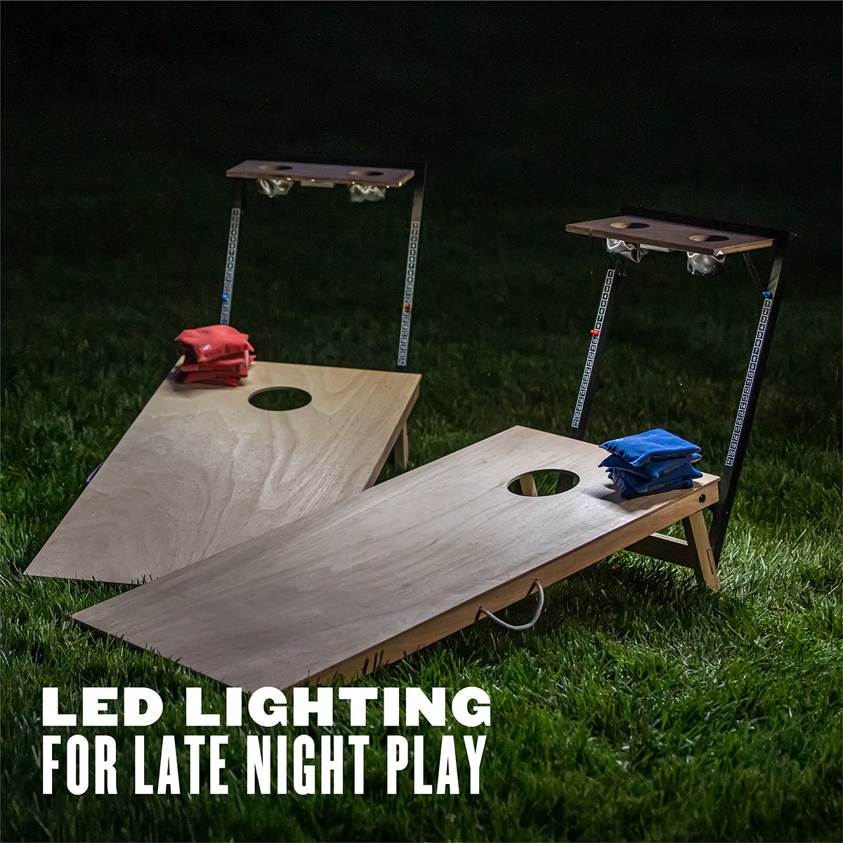 LED Wood Cornhole Set with Integrated Caddy - image 5