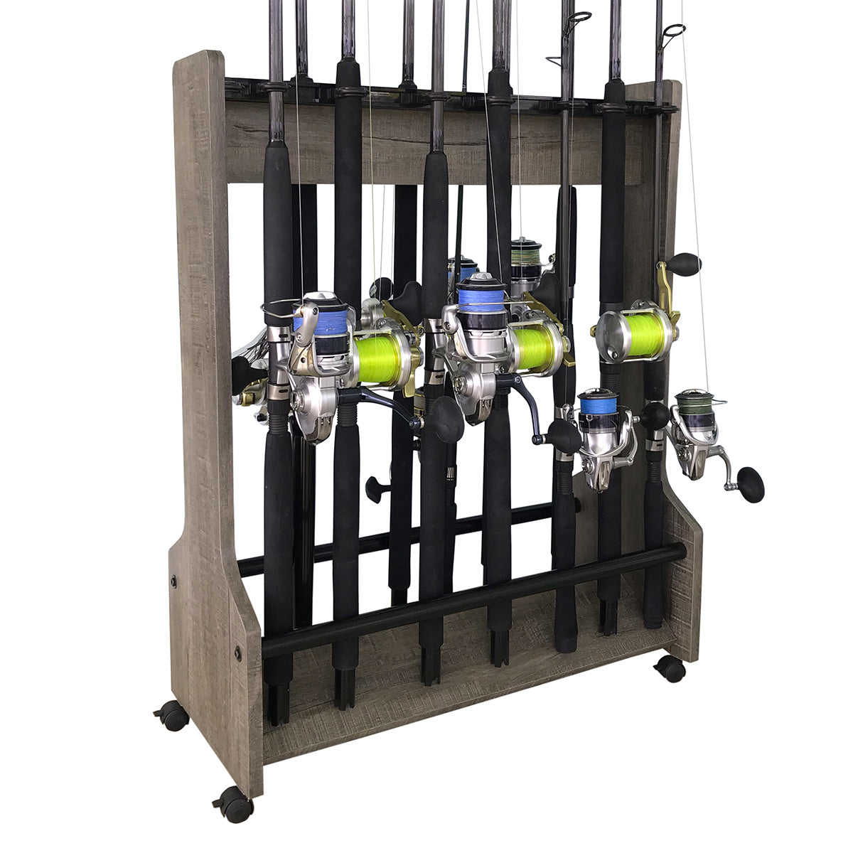 Double Sided Rolling 16 Fishing Rod Rack