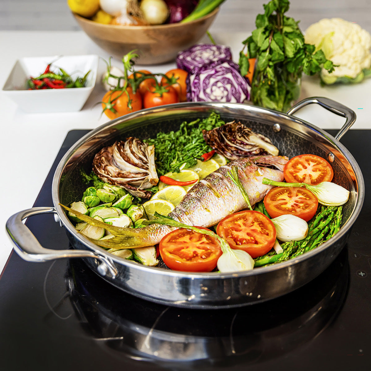 14'' Stainless Hybrid Nonstick Pan