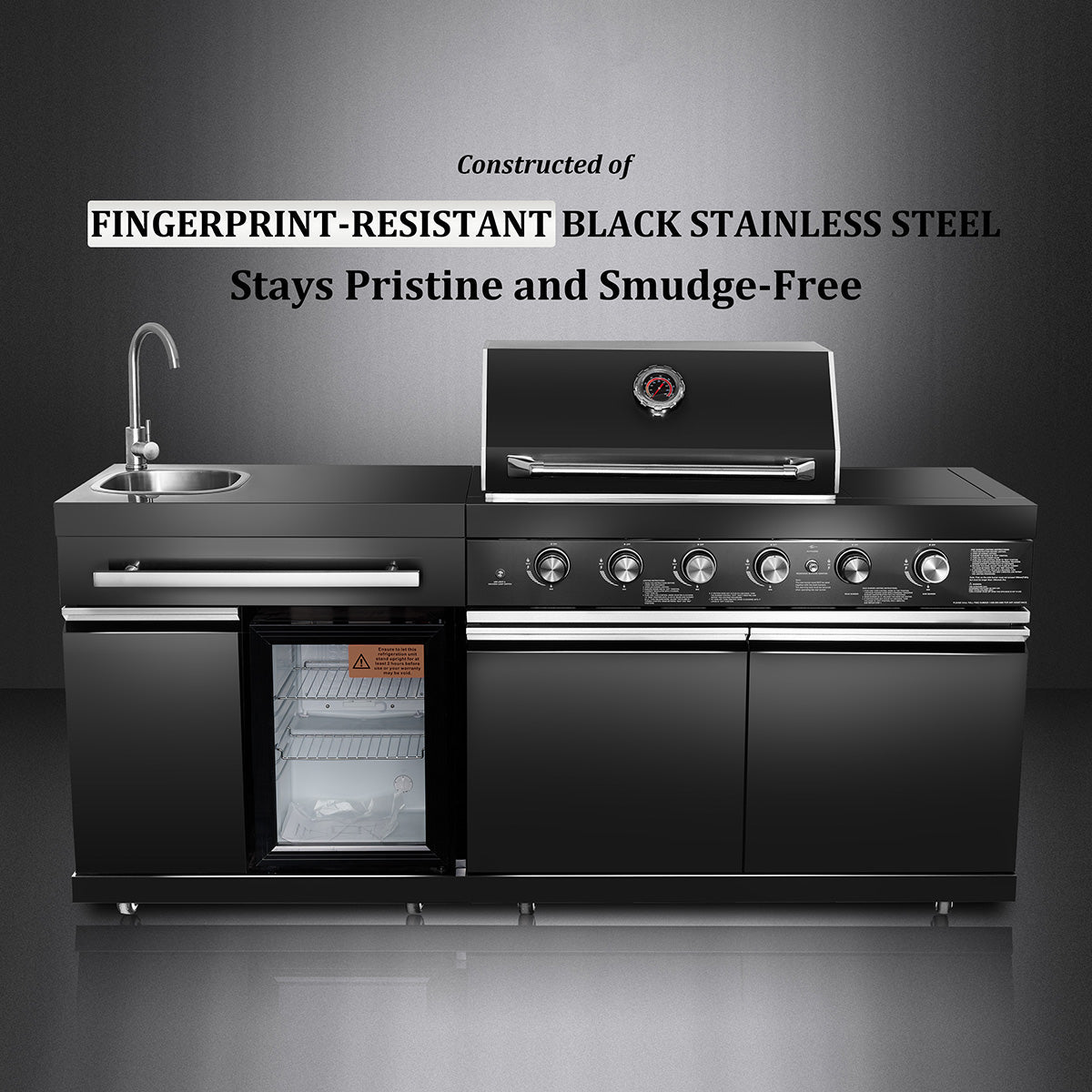 Black Stainless Steel Outdoor Grill Island - image 3
