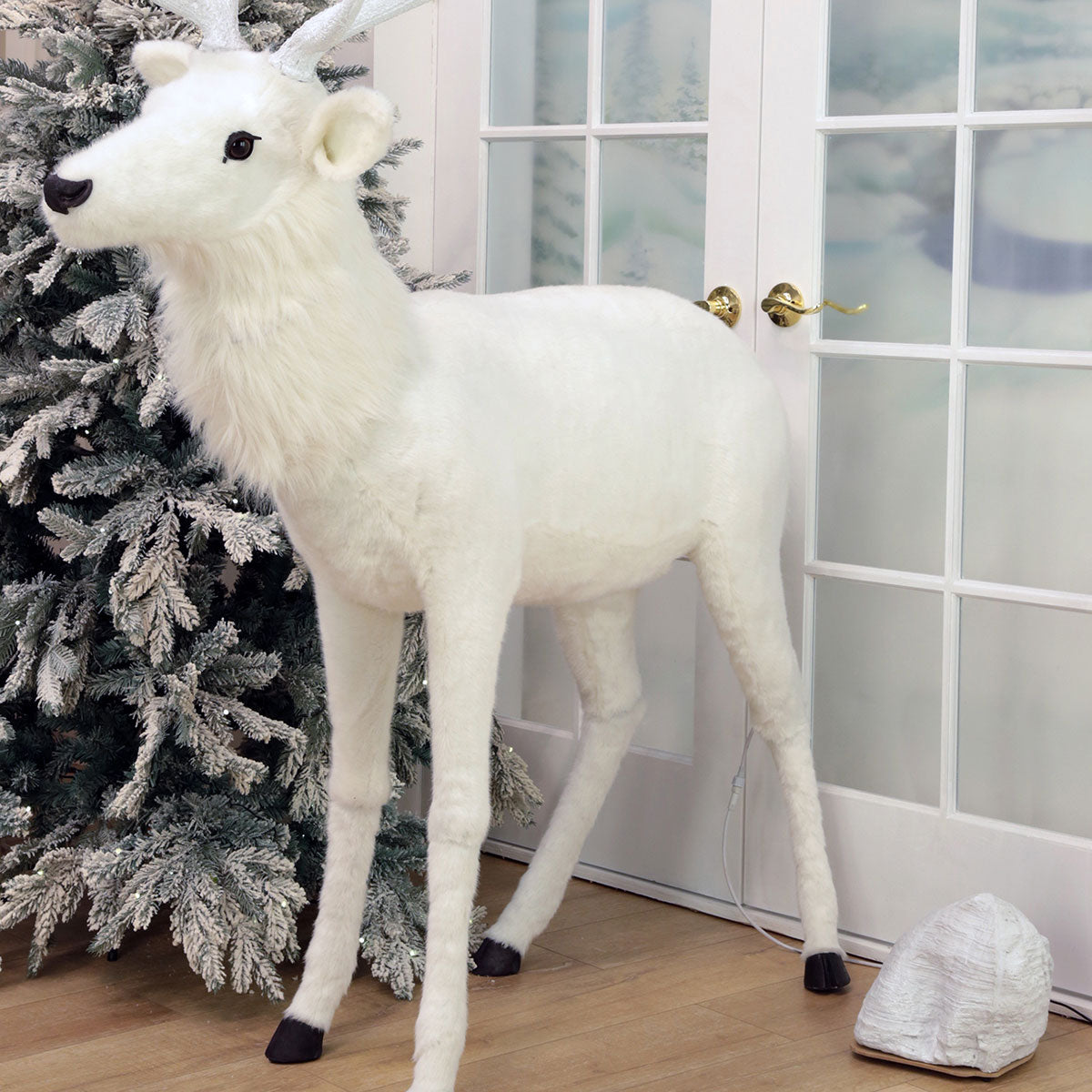 White Mechanical Standing Deer - image 3