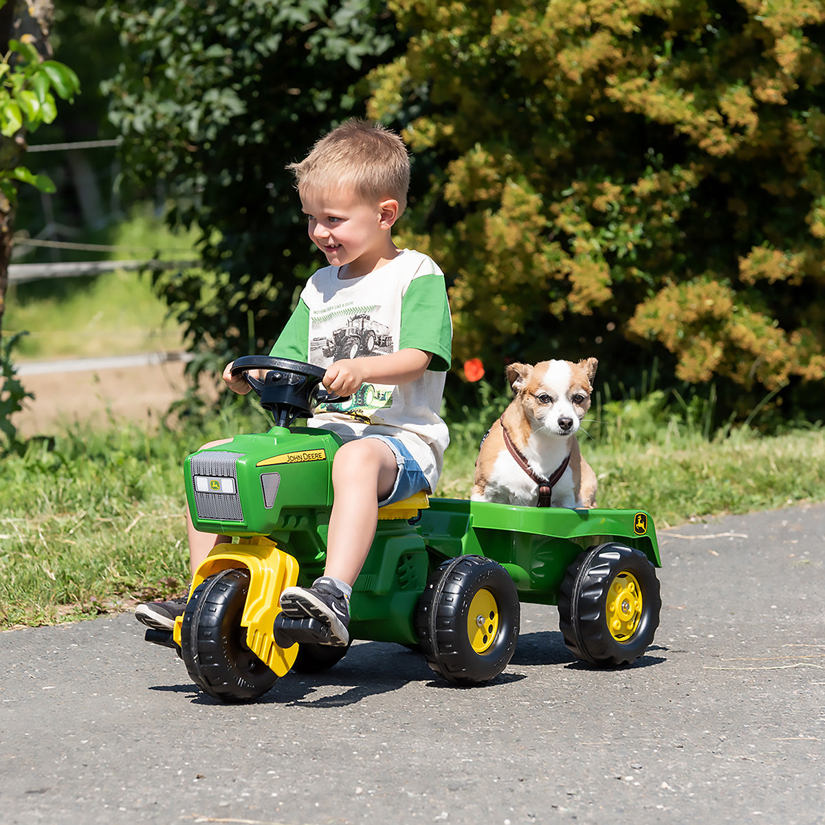 John Deere 3-Wheeled Pedal Tractor With Trailer - image 3