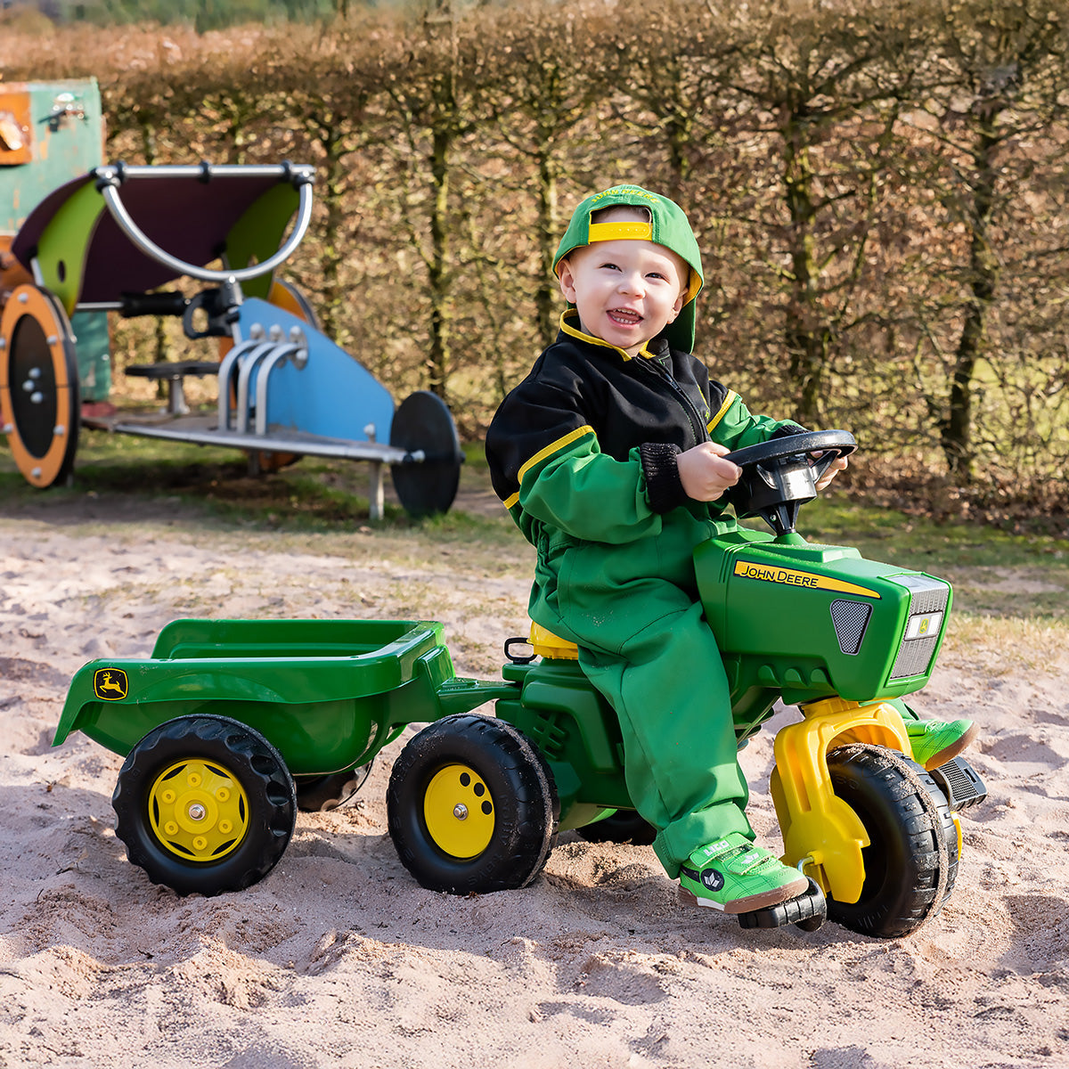 John Deere 3-Wheeled Pedal Tractor With Trailer - image 4