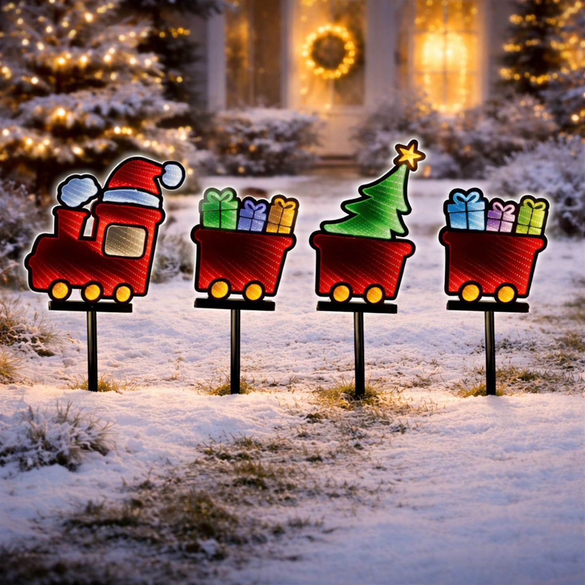 Holiday Infinity Light Lawn Stakes (Set of 4)
