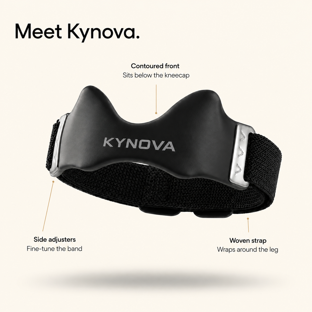 Kynova knee strap front, side plates and woven band