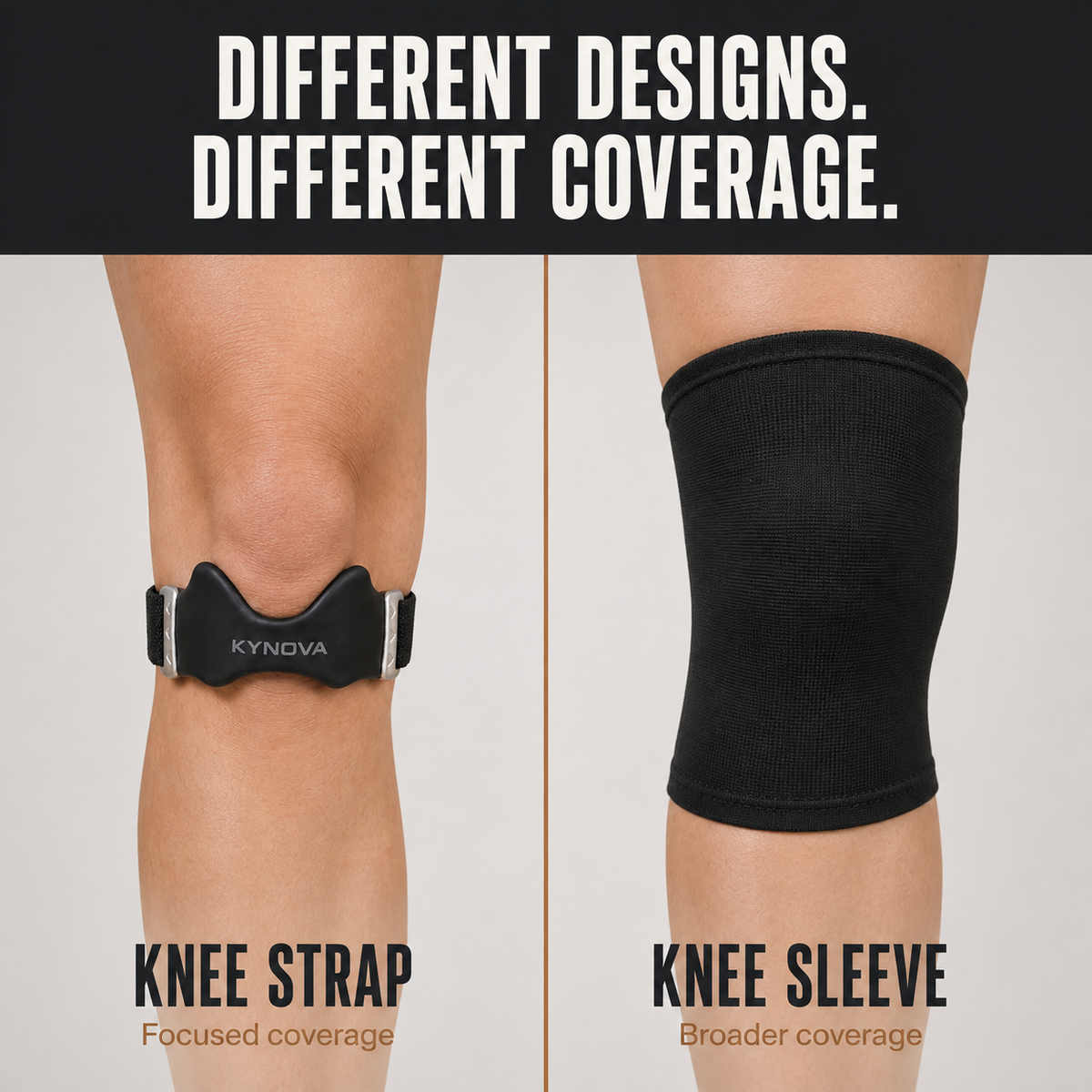 Knee strap and knee sleeve coverage comparison