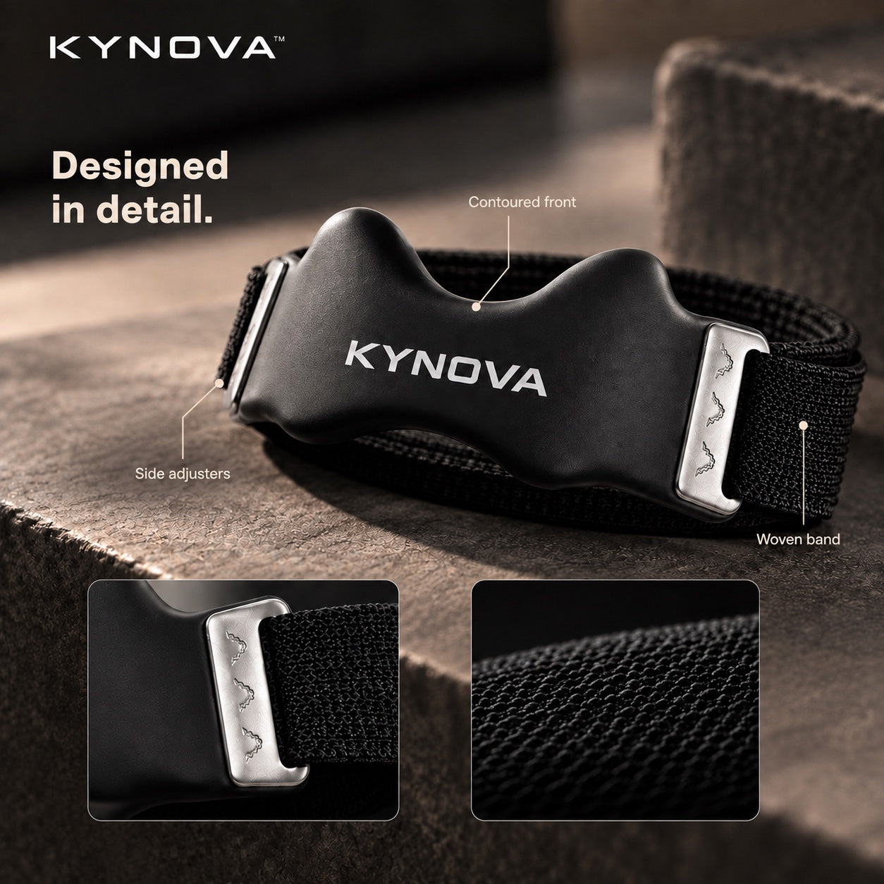 Kynova Precision Knee Strap with close-up product details